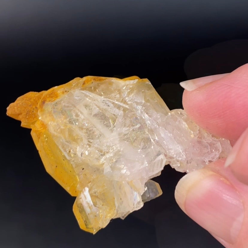 Golden Quartz Crystal Cluster with Natural Rainbow Iridescent Iron Oxide Surface - Natural Crystals