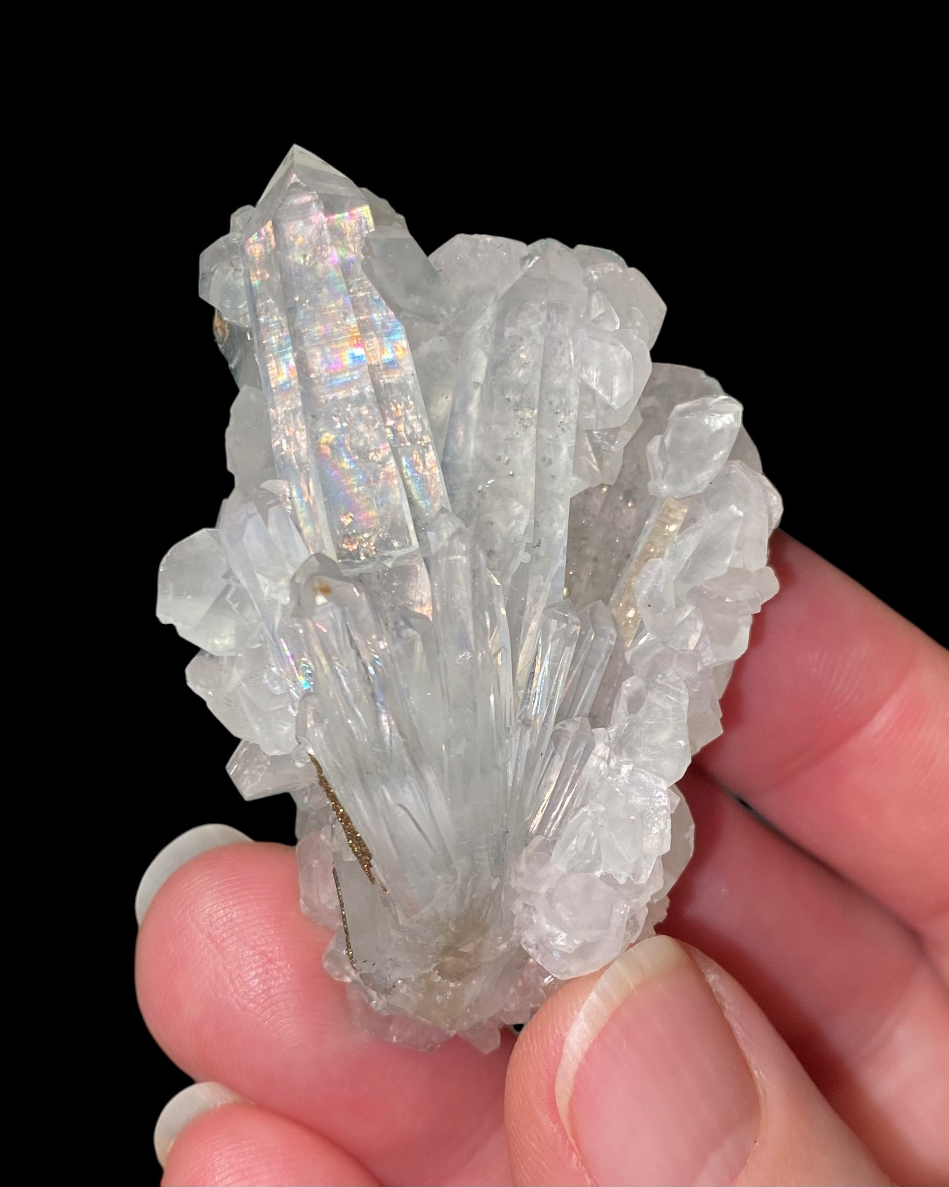 Rainbow Filled Quartz Cluster with Iridescent Pyrite & Calcite, Trepca Mines, Kosovo