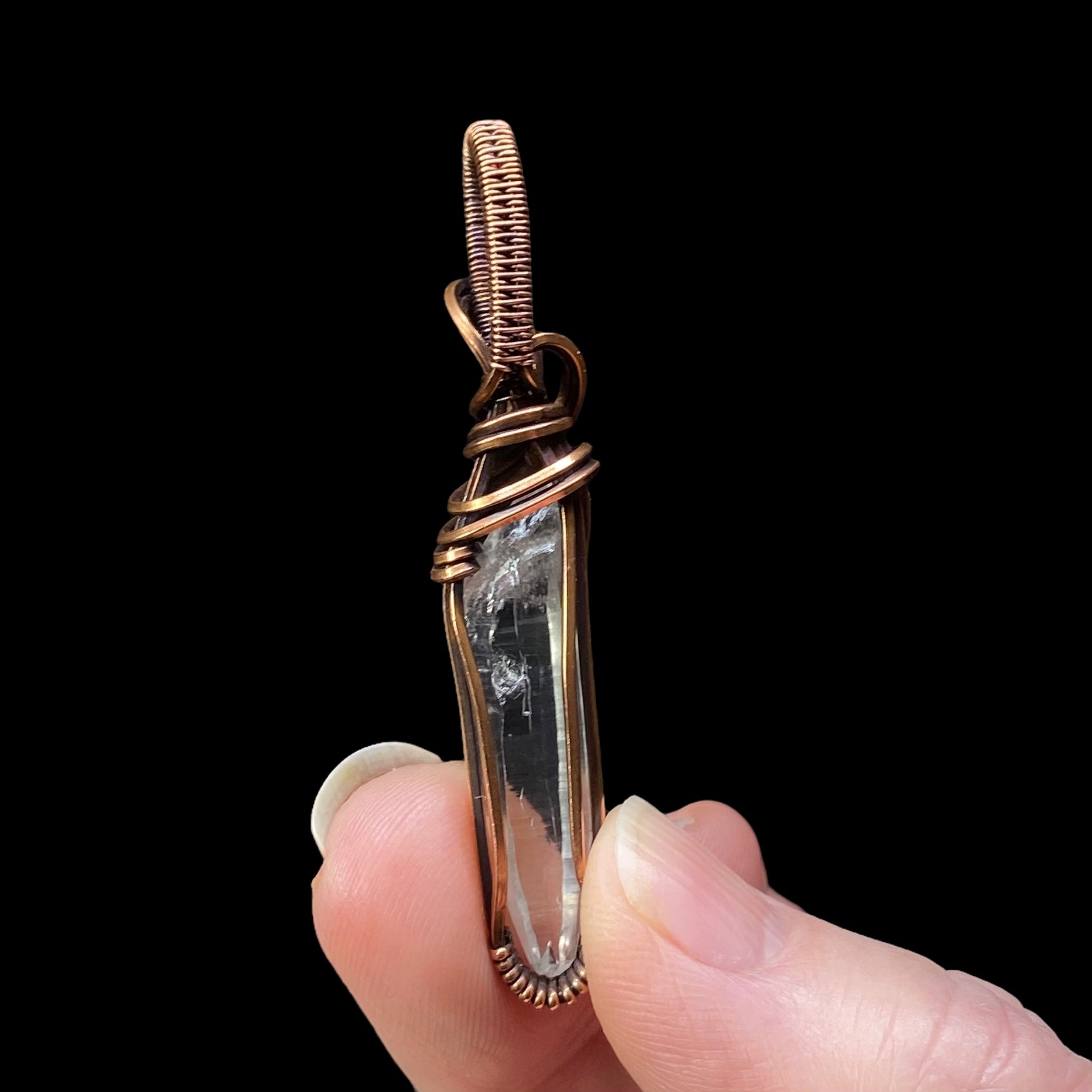 Himalayan Laser Quartz & Copper Wire Wrapped Handmade Pendant