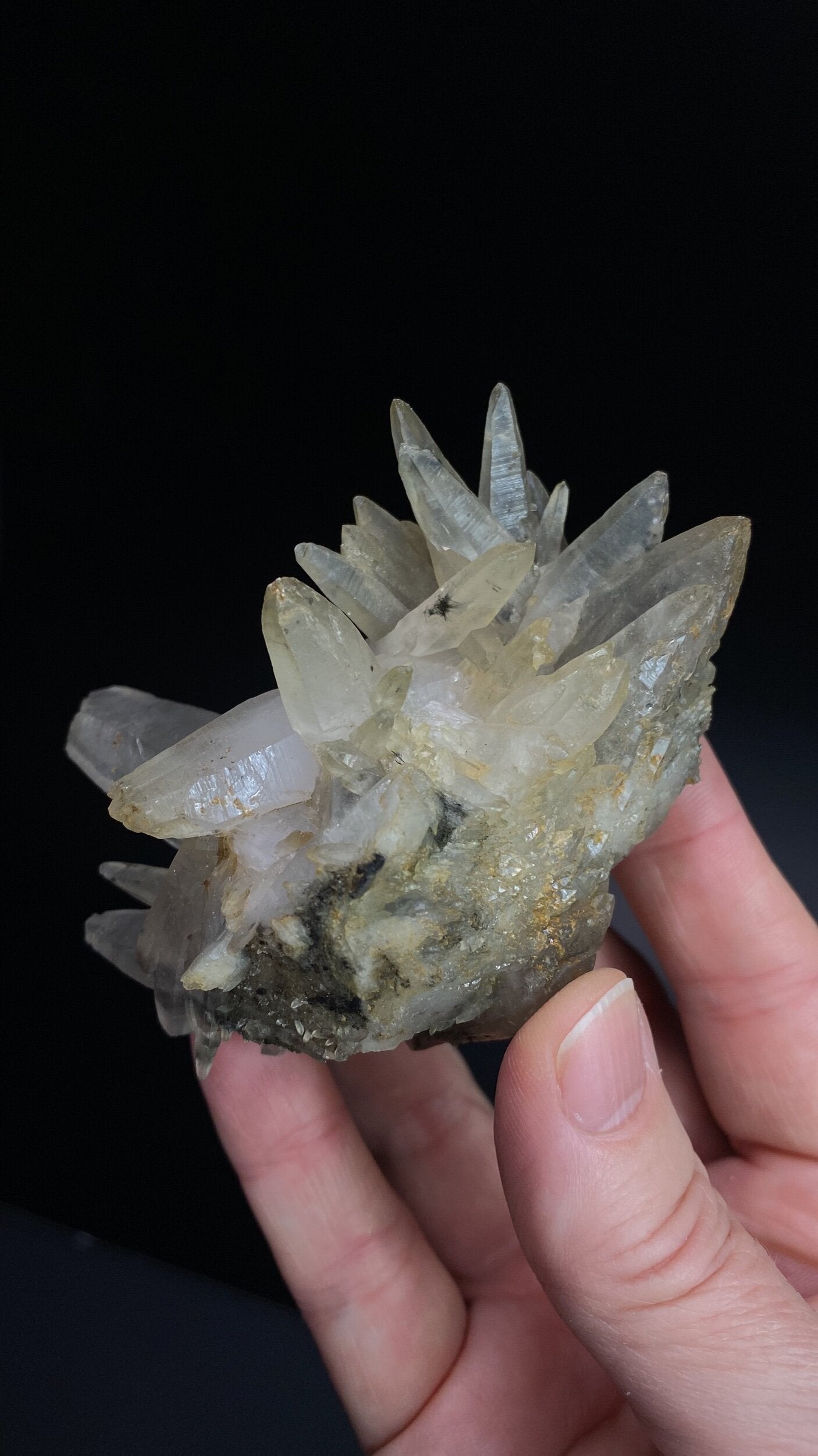 Laser Quartz Crystal Cluster with Hematite Inclustions