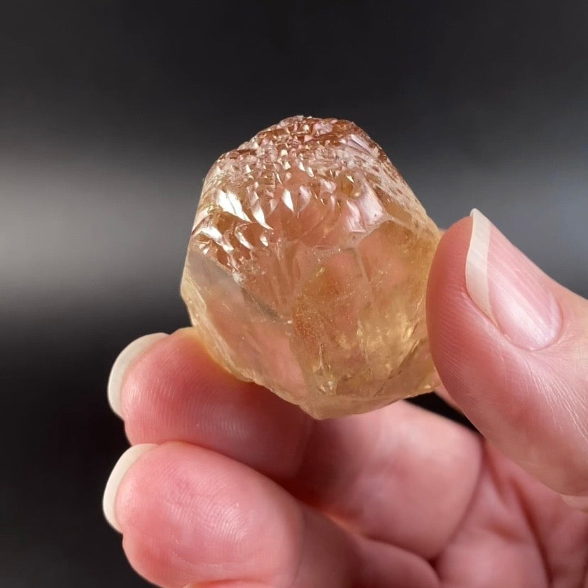 Champagne Topaz Crystal with Unique Etched Termination