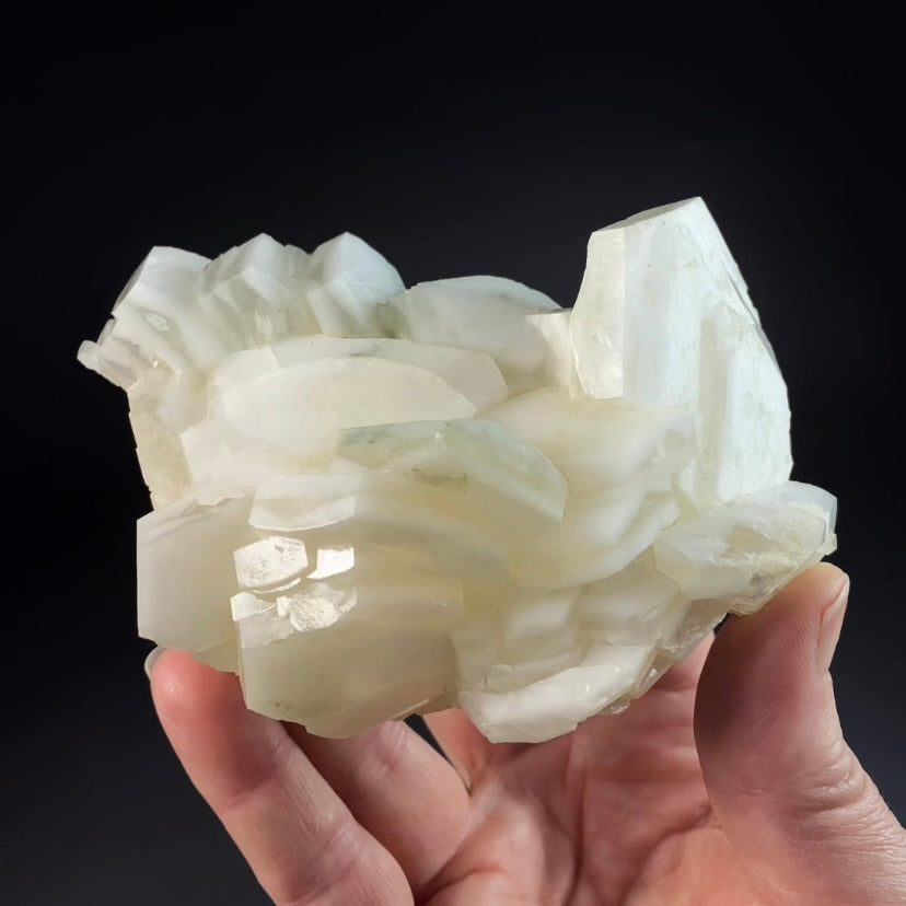 Fluorescent Hexagonal Sandwich Calcite Crystal Cluster
