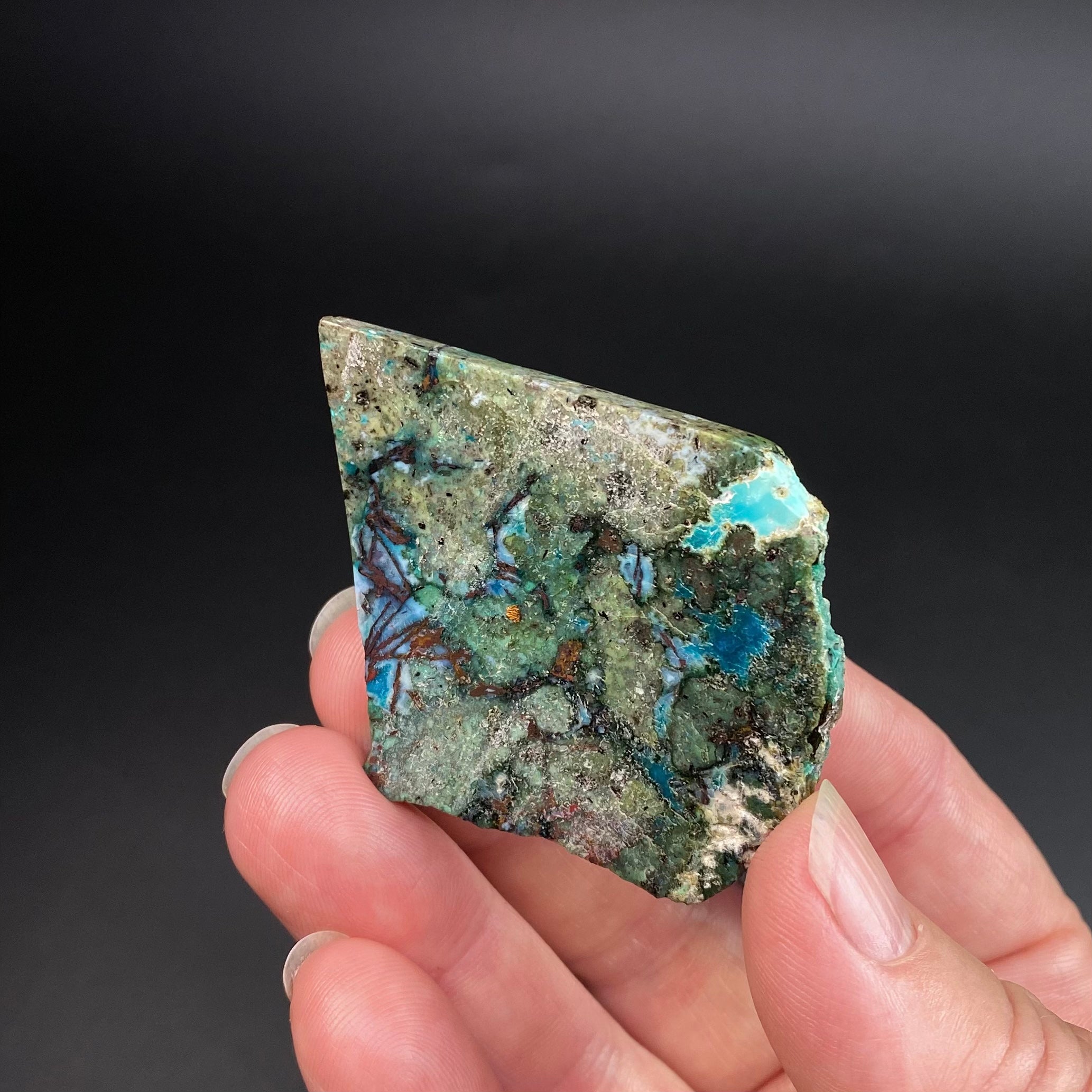 Chrysocolla & Copper Indonesian Copper Web with Matrix Polished Slab