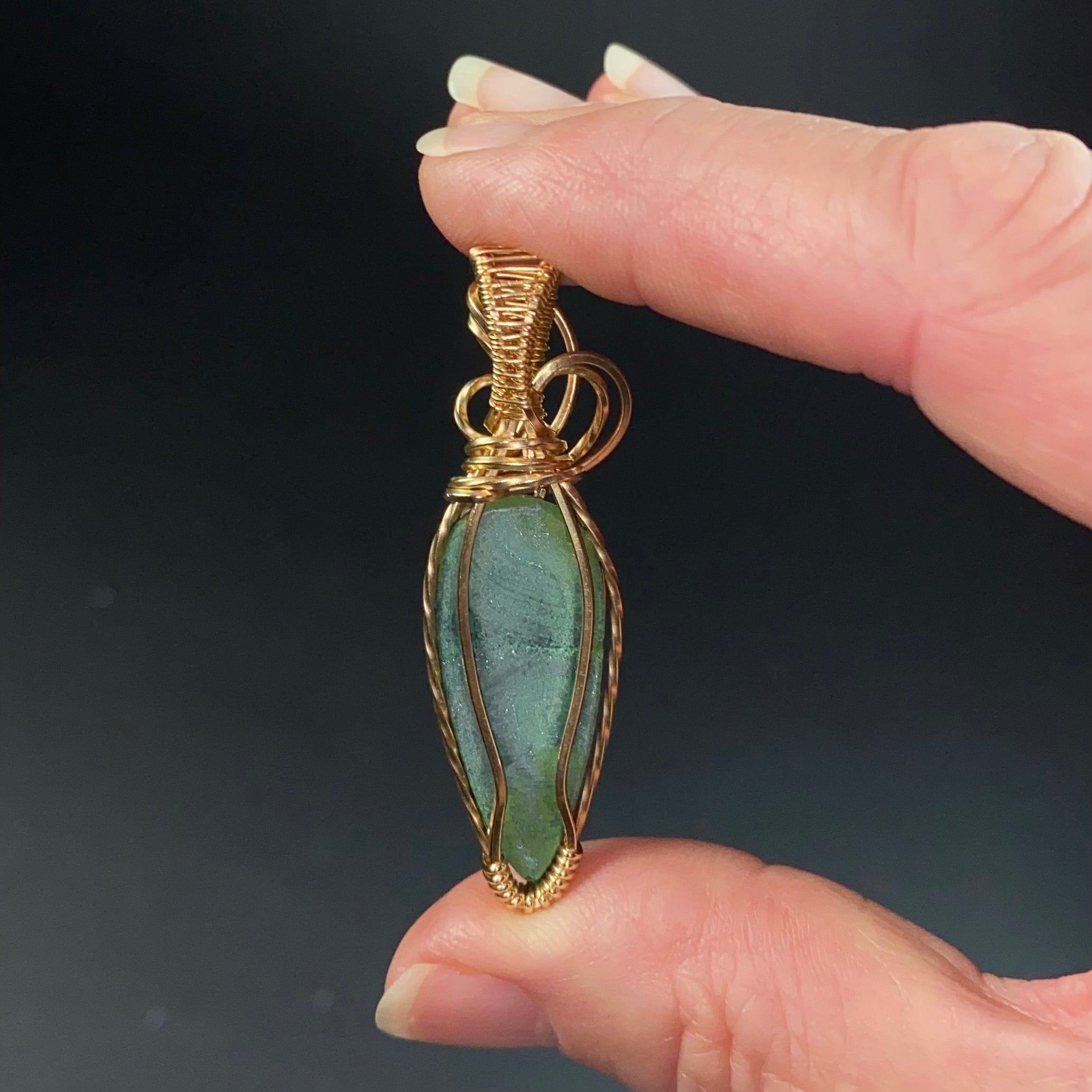 Malachite & 14k Gold Filled Wire Wrapped Pendant