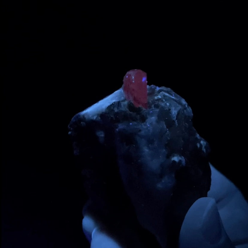 Grade A Peach Color Katlang Imperial Topaz Crystal on Matrix, Fluorescent