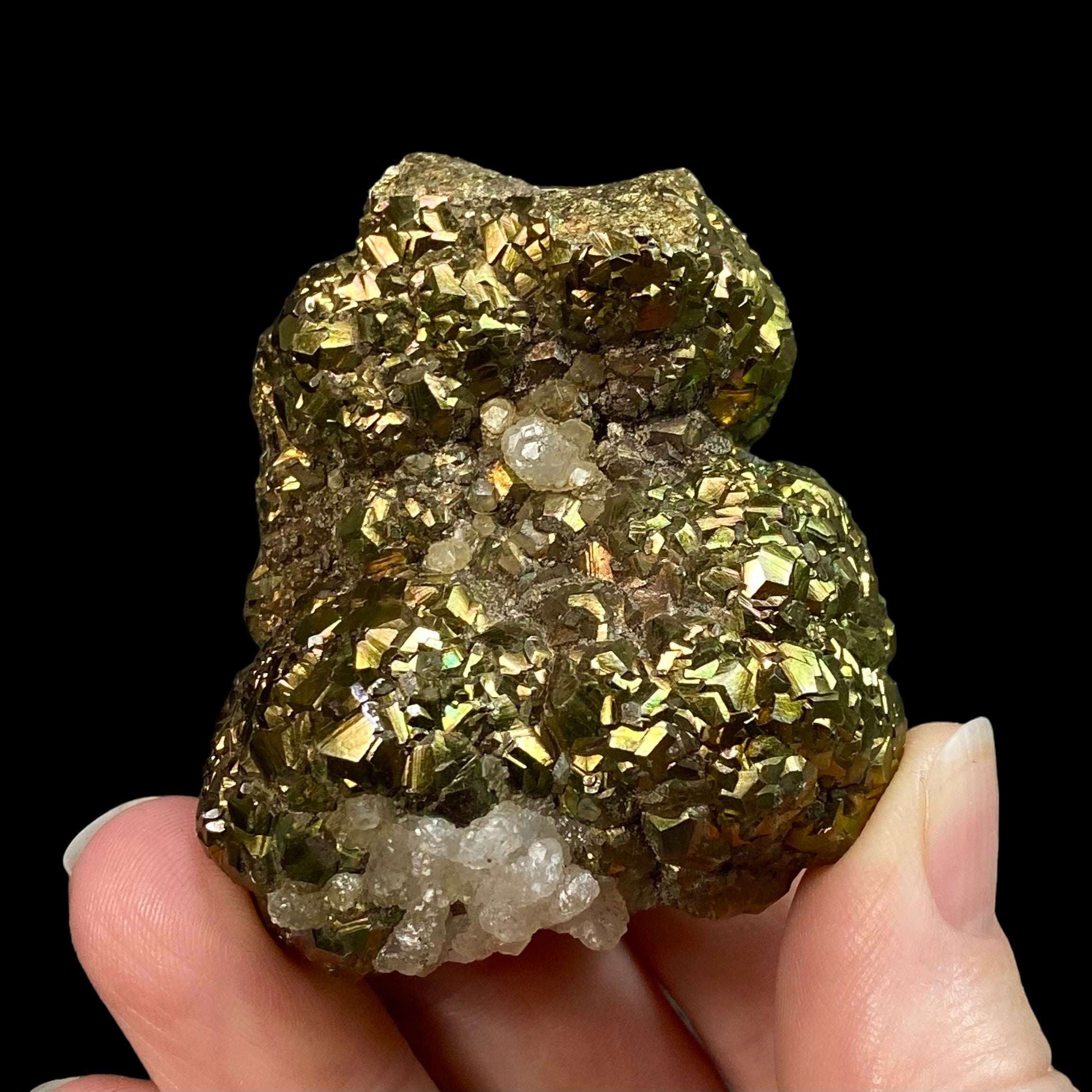 Iridescent Pyrite & Calcite Cluster from Trepça Mines, Kosovo