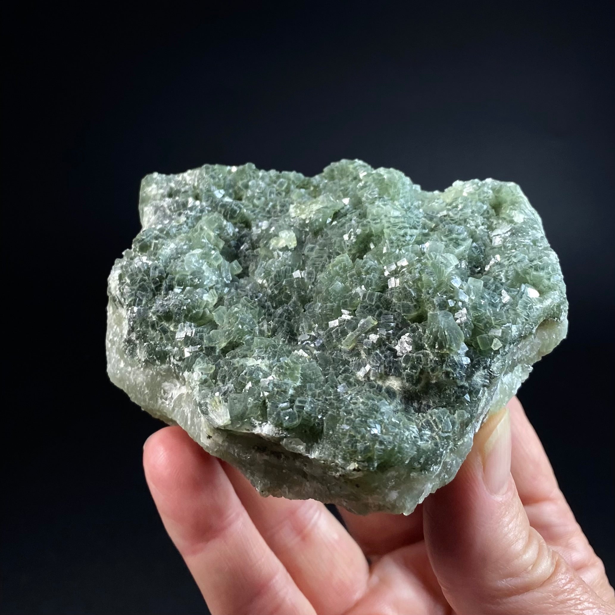Double Sided Deep and Pale Green Prehnite Cluster