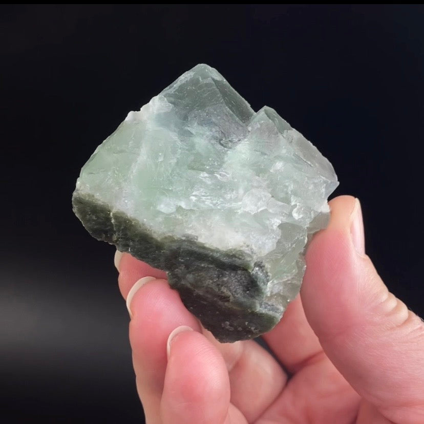 Green Fluorite Cluster with Druzy Quartz