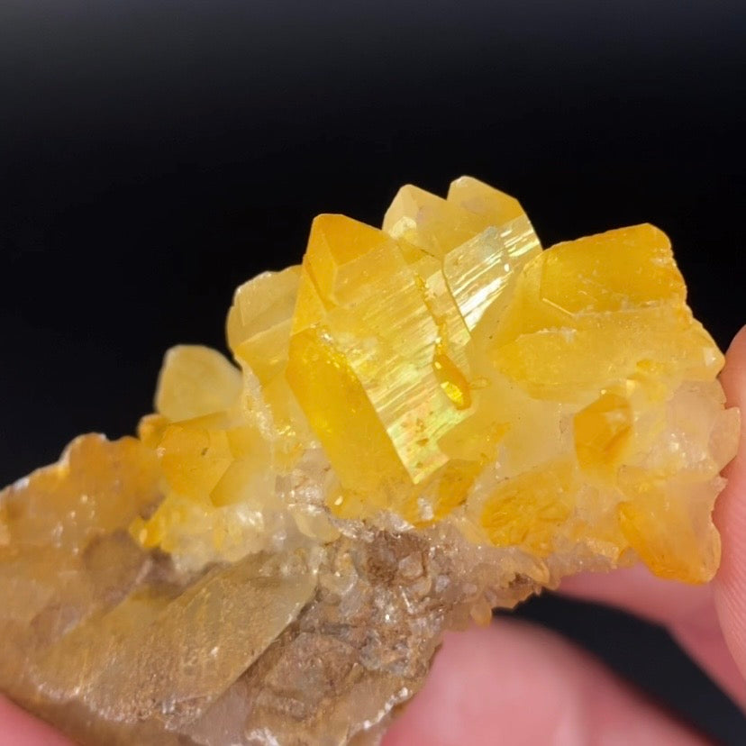Golden Quartz Crystal Cluster with Natural Rainbow Iridescent Iron Oxide