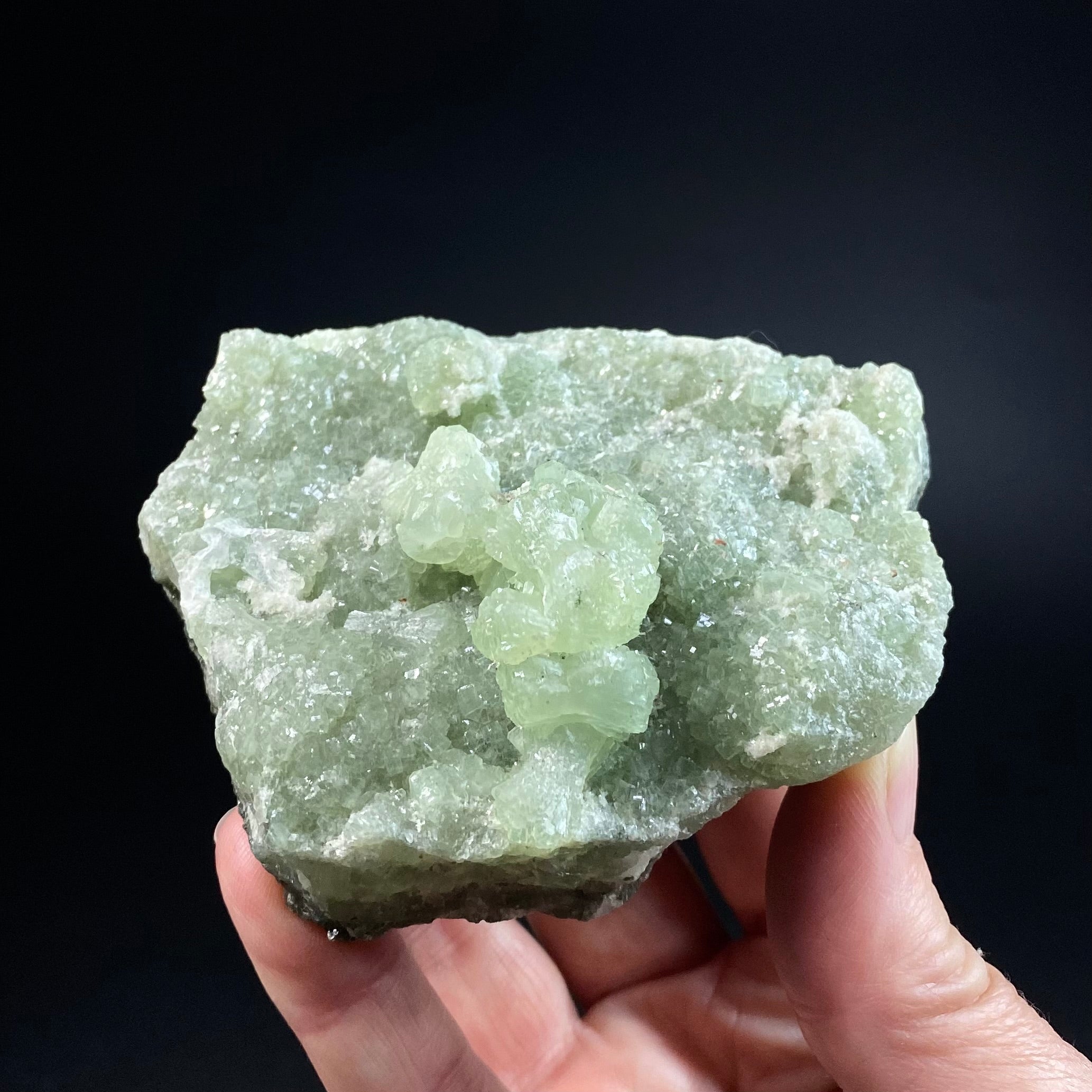 Double Sided Deep and Pale Green Prehnite Cluster
