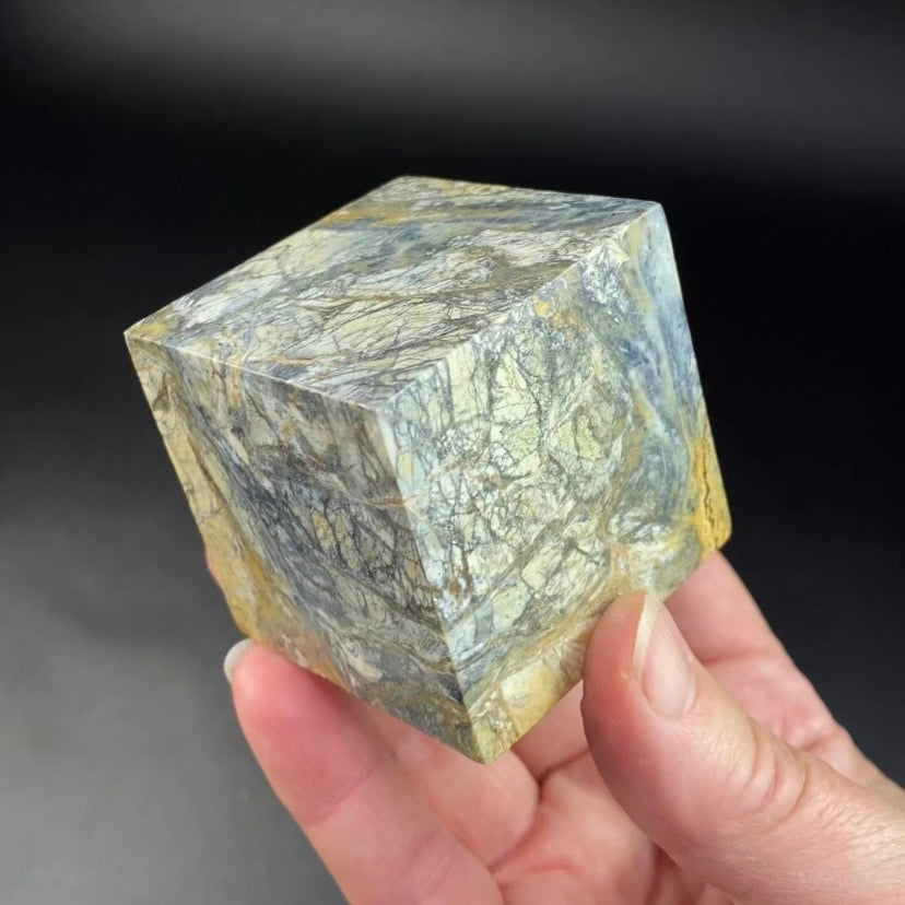 Green Malingano Jasper, Chert Breccia, Polished Cube