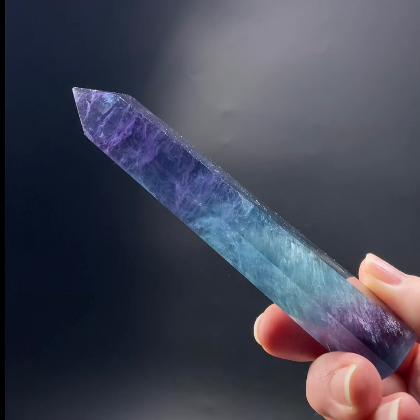 Purple and Green Fluorite Polished Tower
