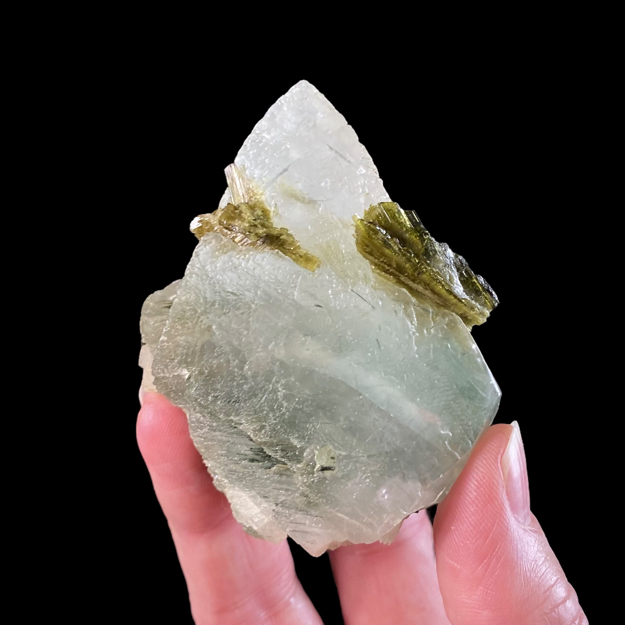 Scalenohedral "Dog Tooth" Calcite Crystal with Epidote & Diopside - Fluorescent