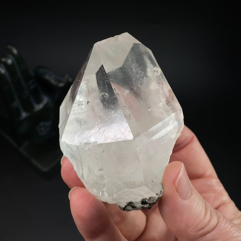 Quartz Crystal with Dark Green Epidote Crystals