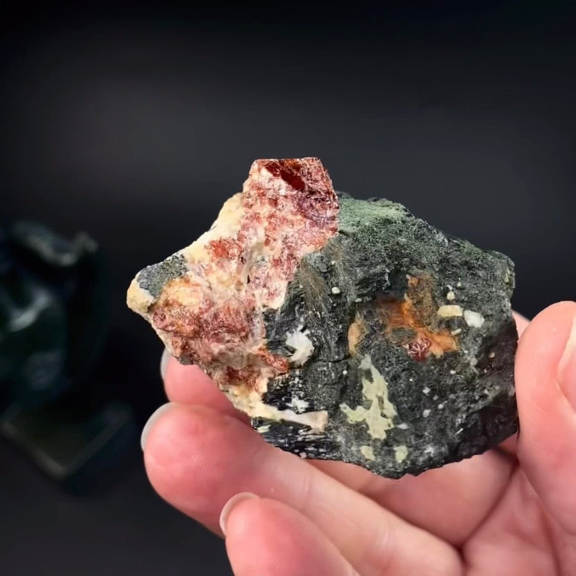 Zircon Crystal with Fluorescent Apatite Inclusions, Biotite-Calcite Schistose matrix, Astore Valley, Pakistan