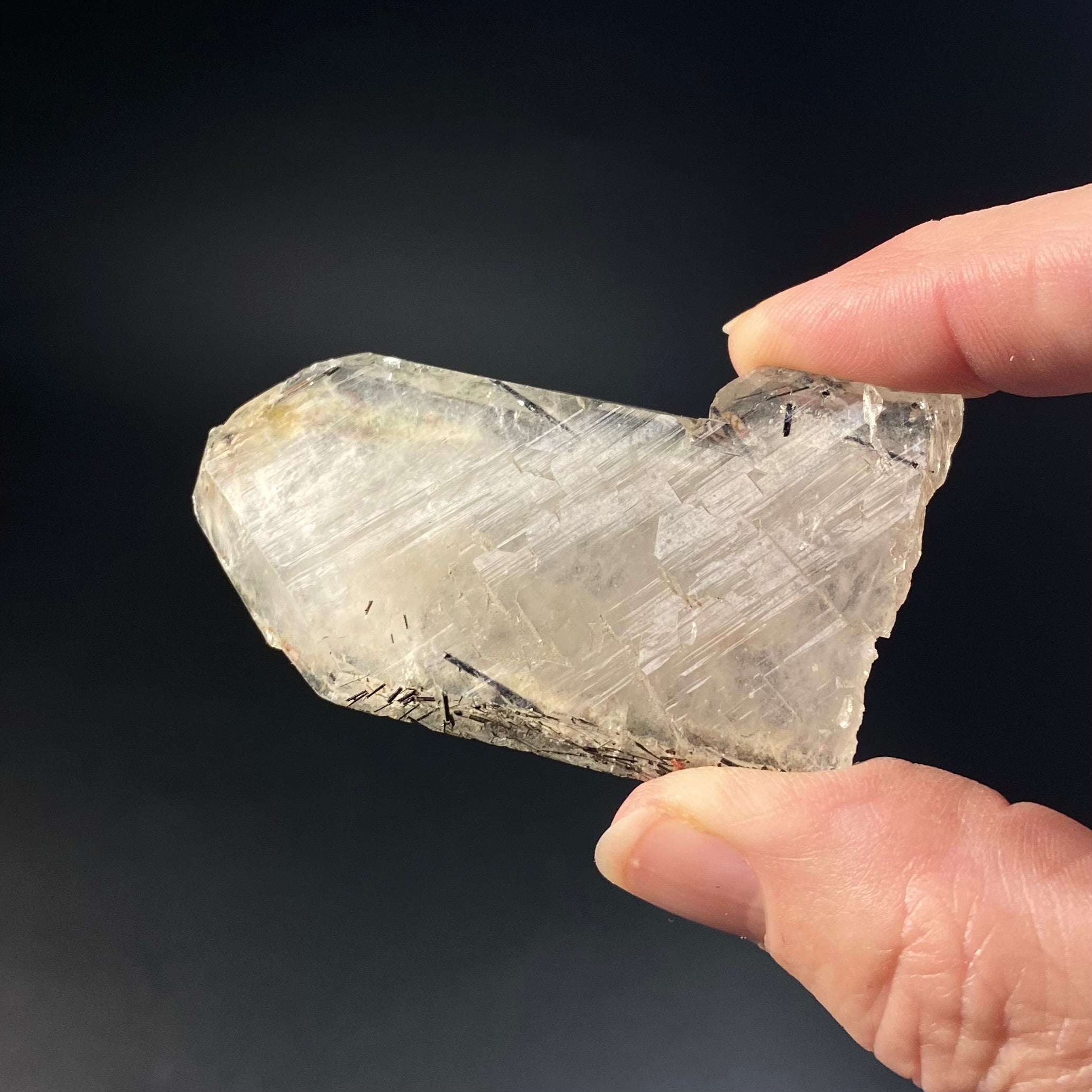 Tabular Quartz Crystal with Black Tourmaline Inclusions