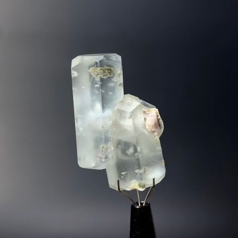 Double Terminated Aquamarine Crystal Cluster with Apatite