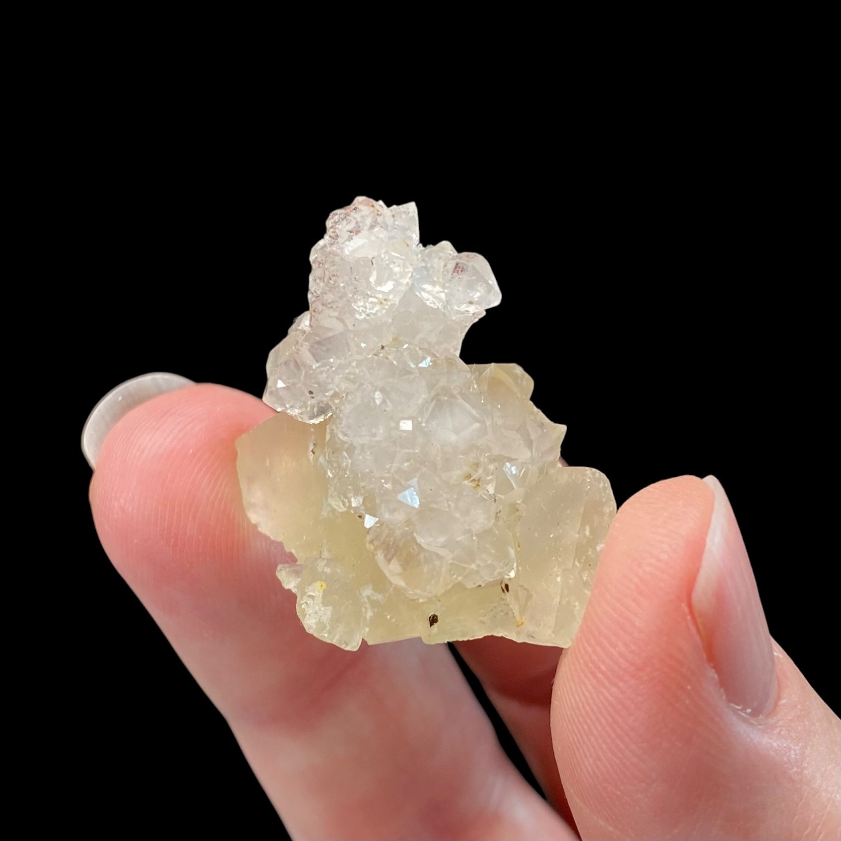 Pale Yellow Fluorite with Clear Quartz Crystals