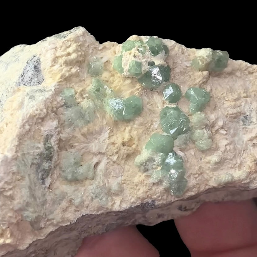 Green Demantoid Garnet Crystals on Matrix