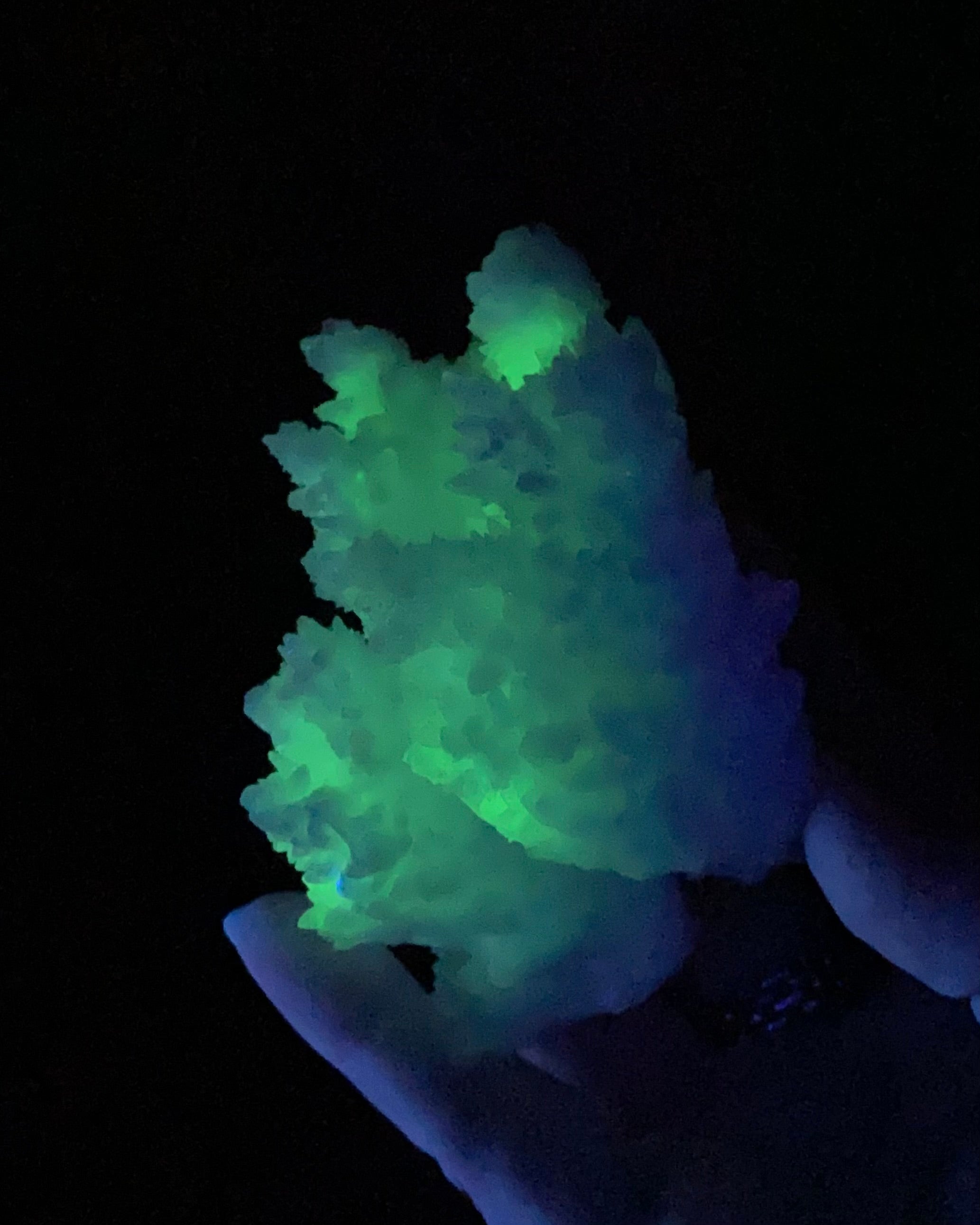 Fluorescent Aragonite Crystal Cluster