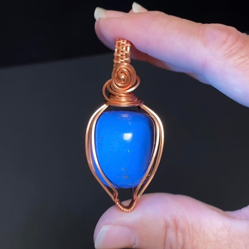 Honey Brown Sumatran Amber and Copper Wire Wrapped Pendant