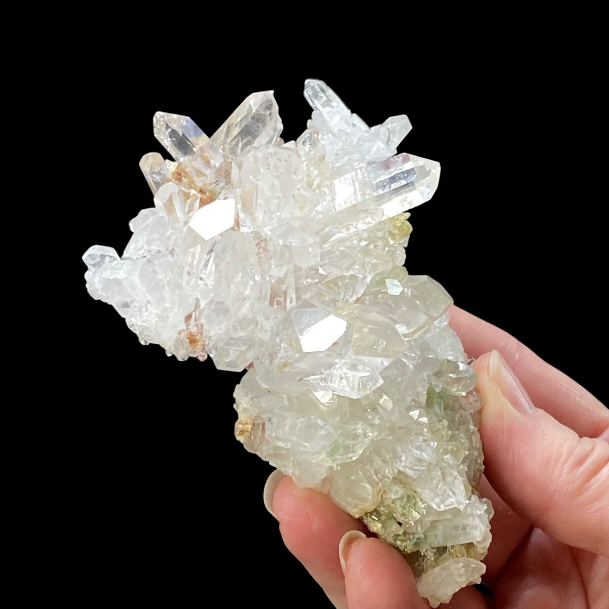 Chlorite Included Quartz Crystal Cluster