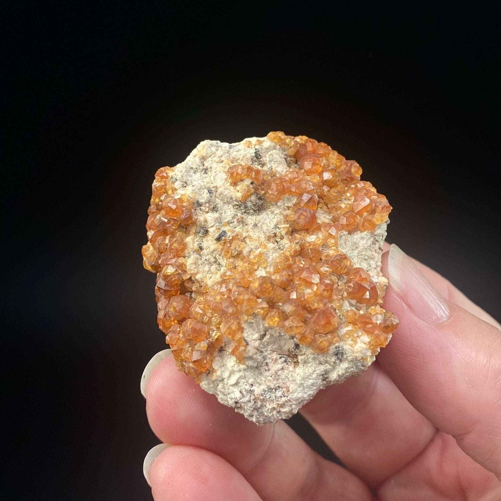 Orange Spessartine Garnet Crystals on Matrix from Fujian Province, China