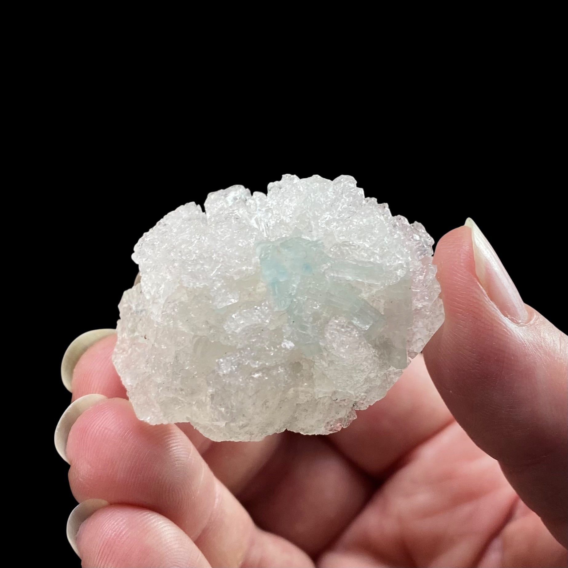 Clear Etched Pollucite with Green Tourmaline from Laghman, Afghanistan