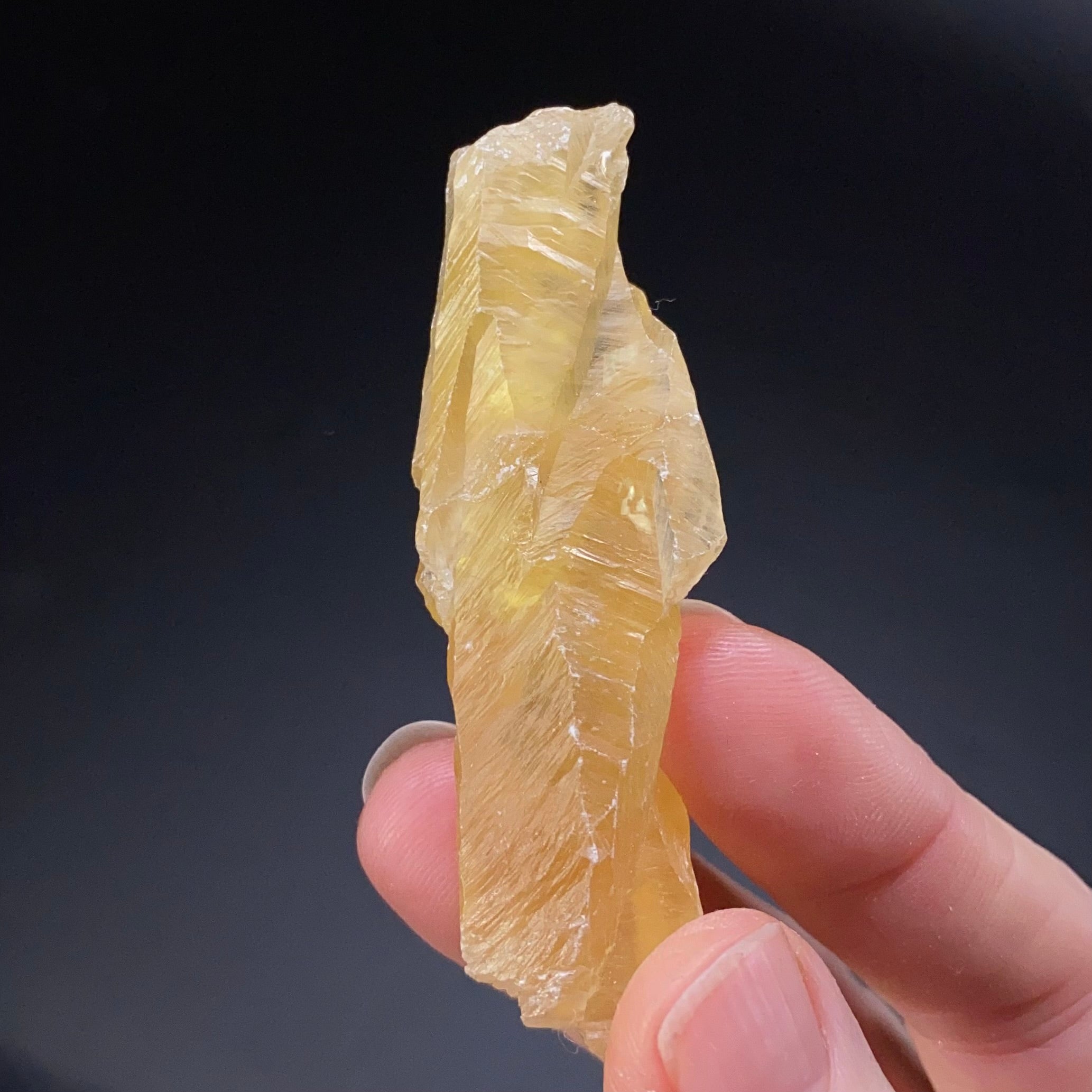 Fluorescent & Phosphorescent Golden Feather Calcite Crystal Lot of 3 Pieces