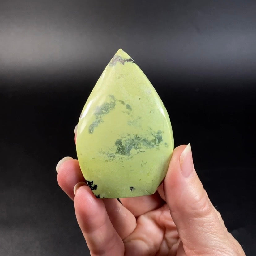 Peruvian Serpentine & Pyrite Polished Teardrop Flame