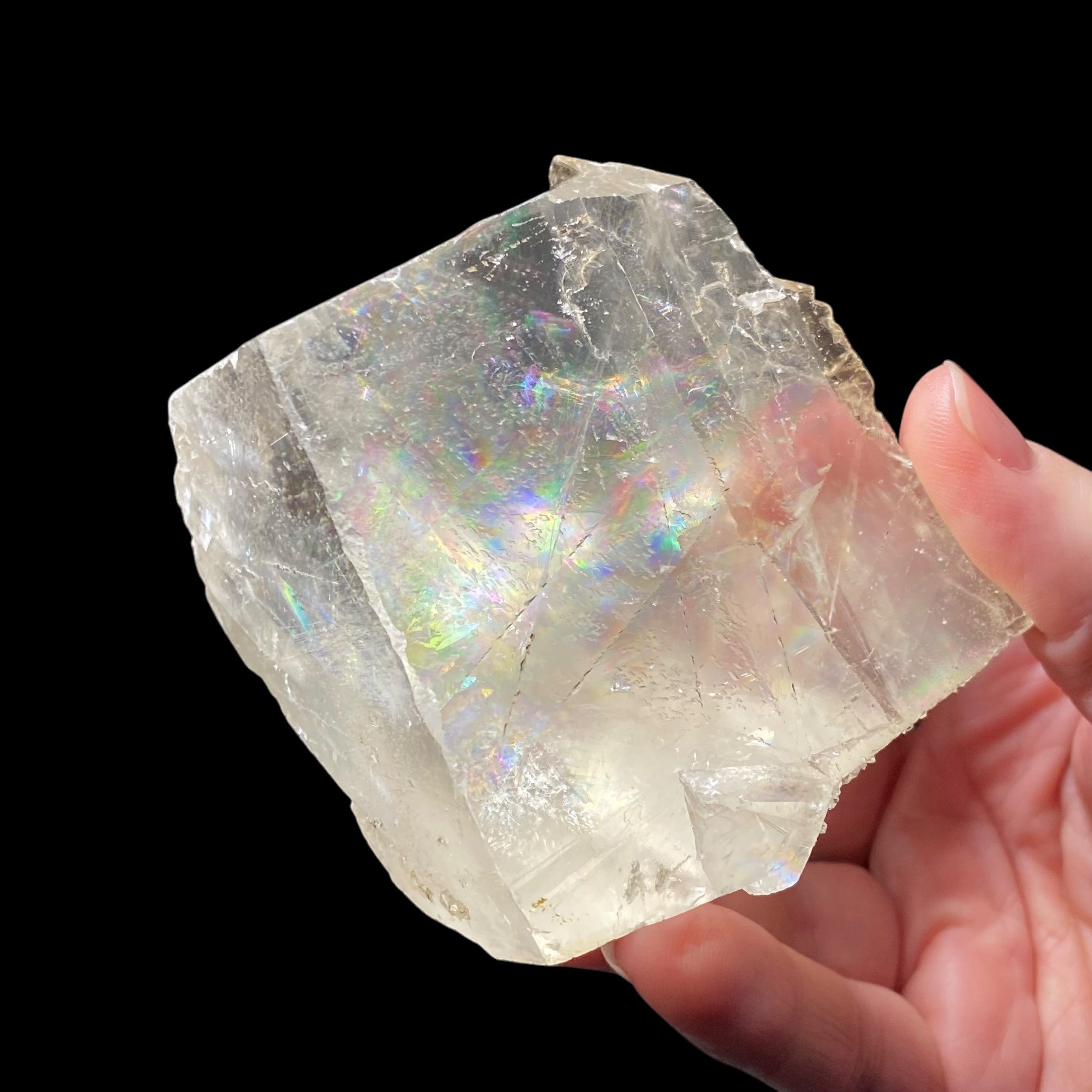 Light Golden Calcite Crystal with Rainbows Galore