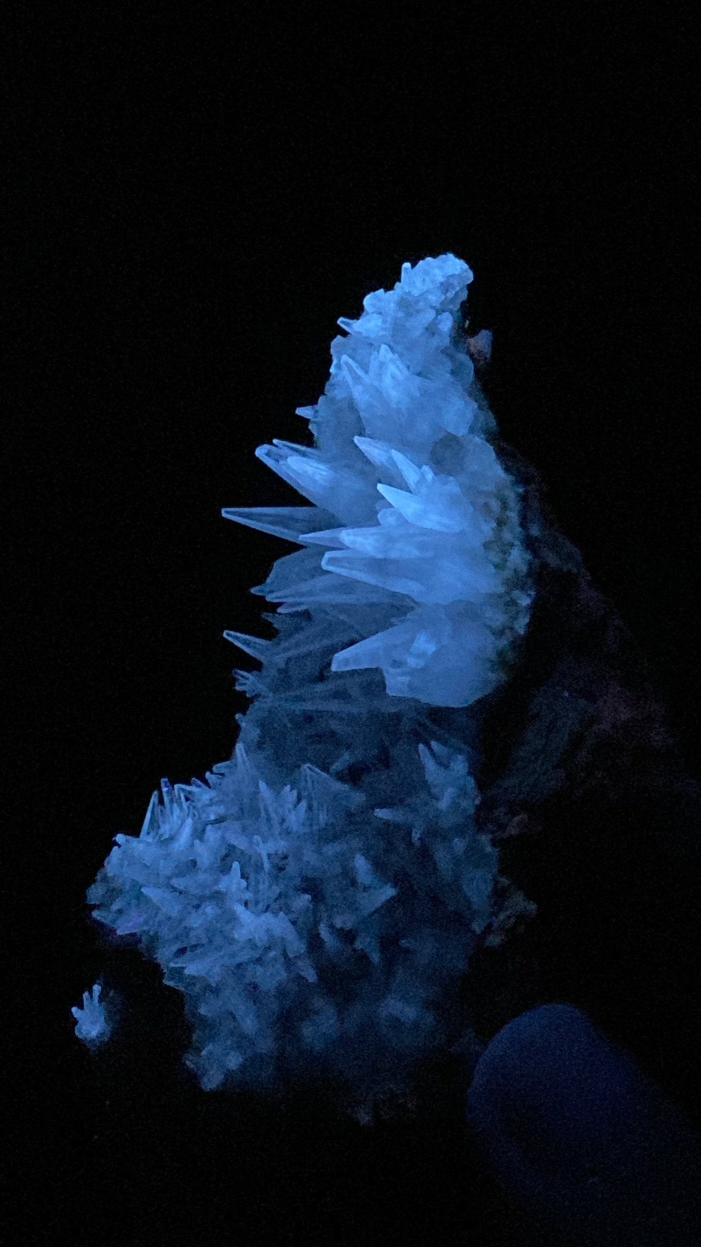 Fluorescent & Phosphorescent Tapered Clear Needle Calcite Crystals on Matrix, Shigar Valley, Pakistan