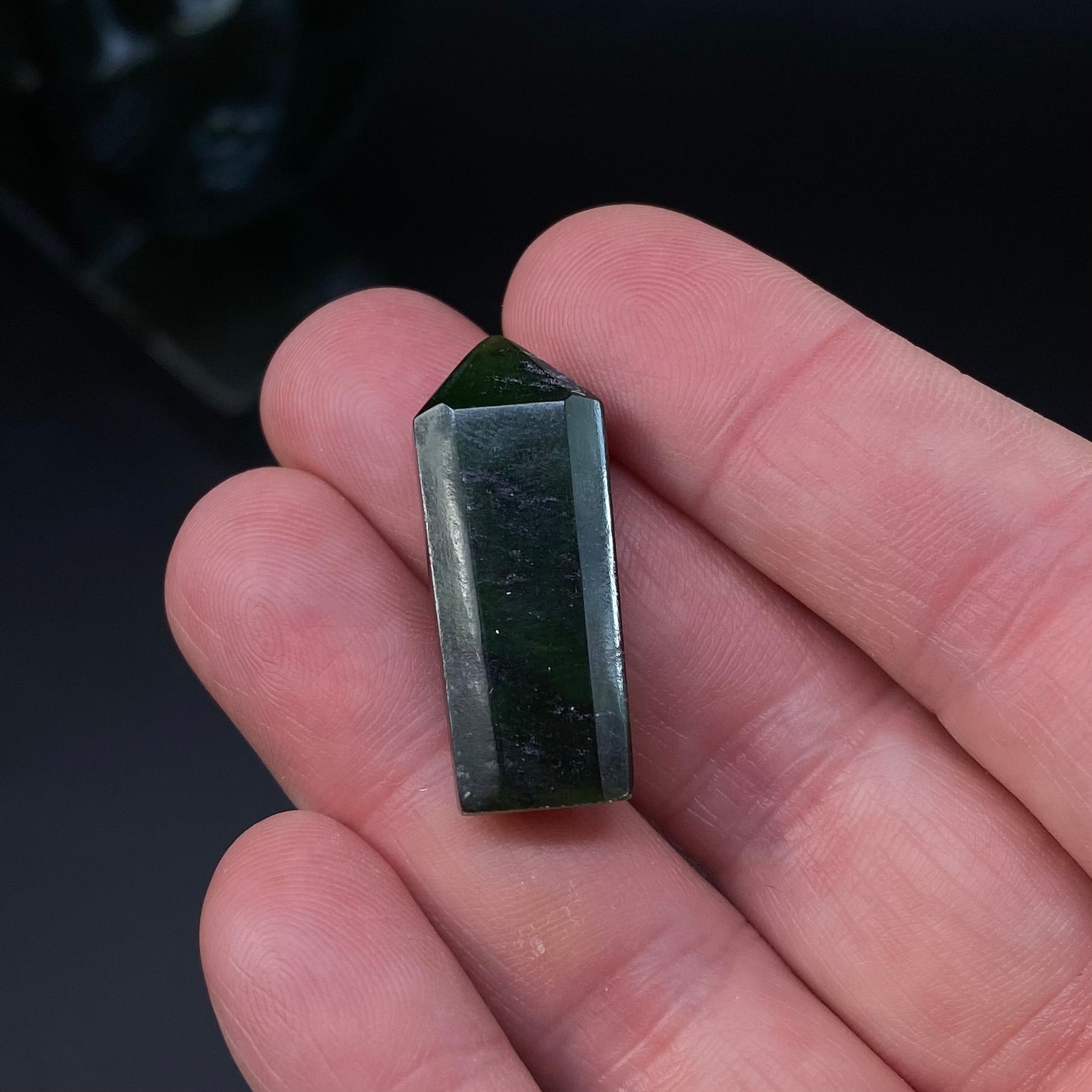 Deep Green Nephrite Jade Polished Tower