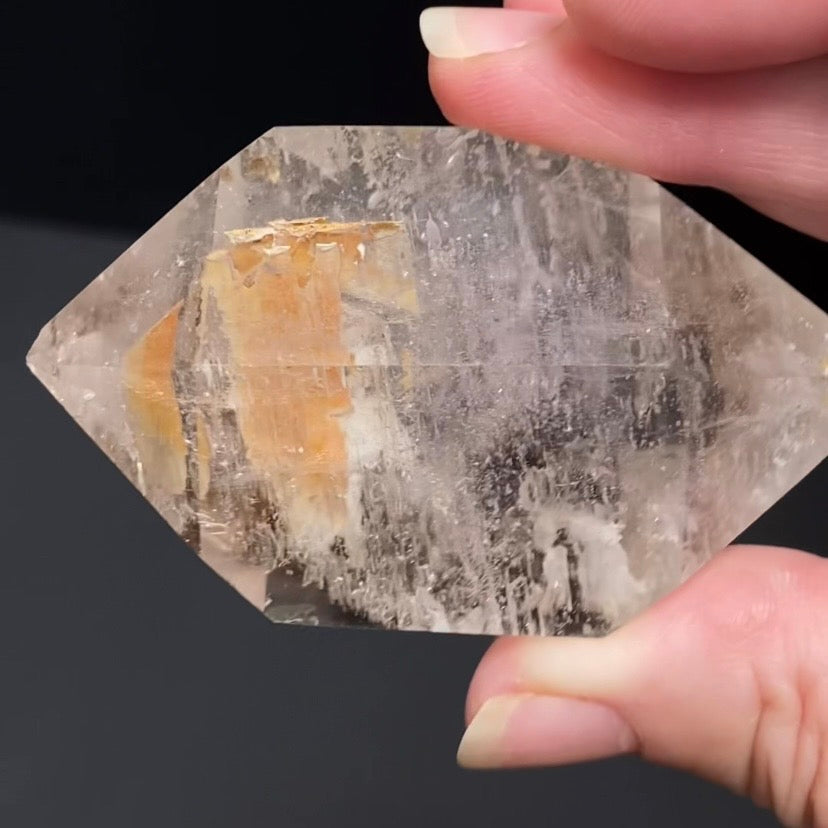 Double Terminated Polished Quartz Crystal with Inclusions