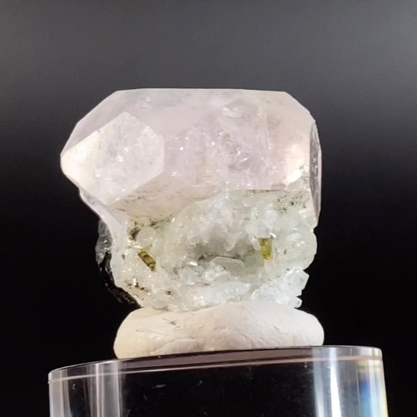 Pink Morganite Scepter Crystal with Green Tourmaline & Albite var Cleavelandite
