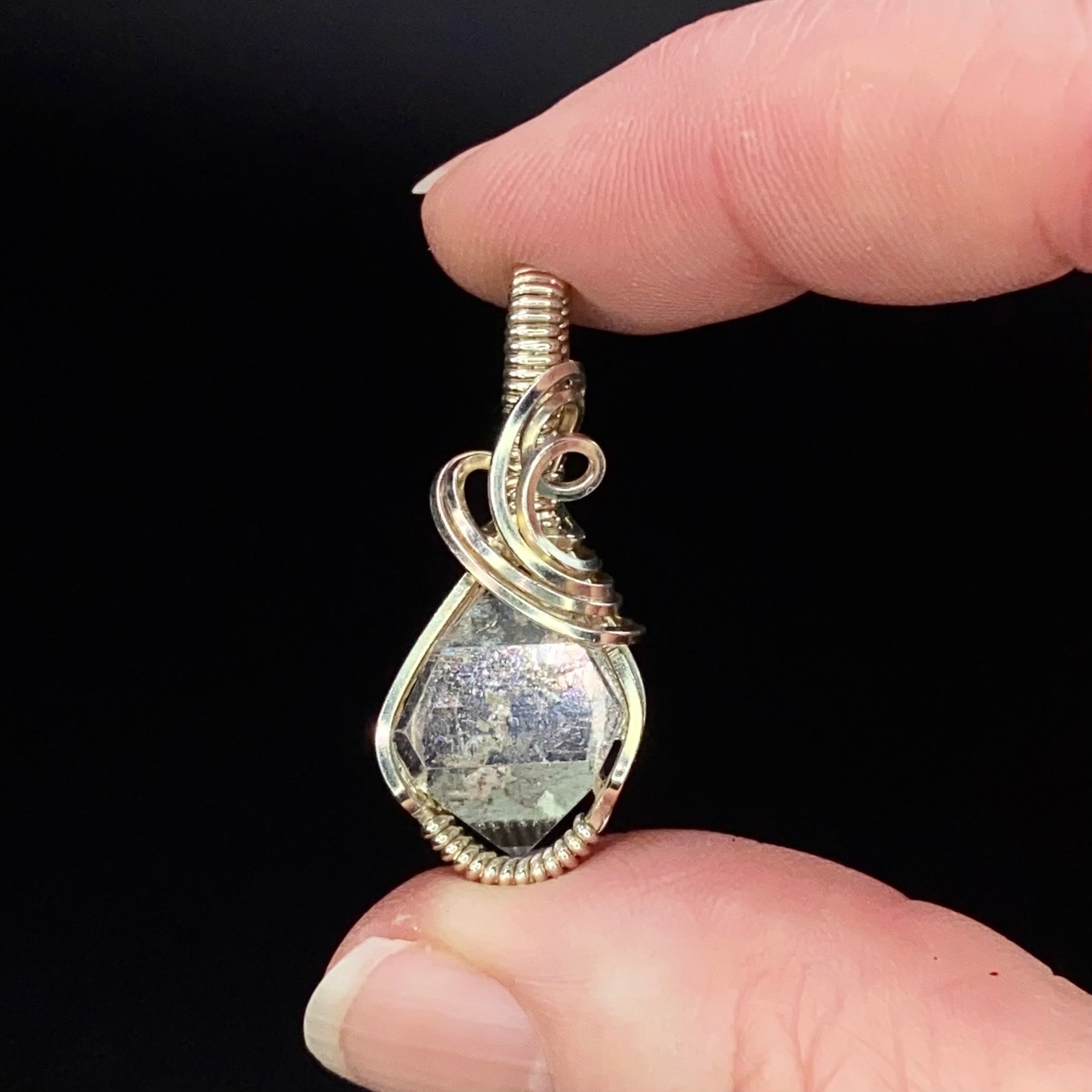 Raw Topaz Crystal & Sterling Silver Wire Wrapped Pendant