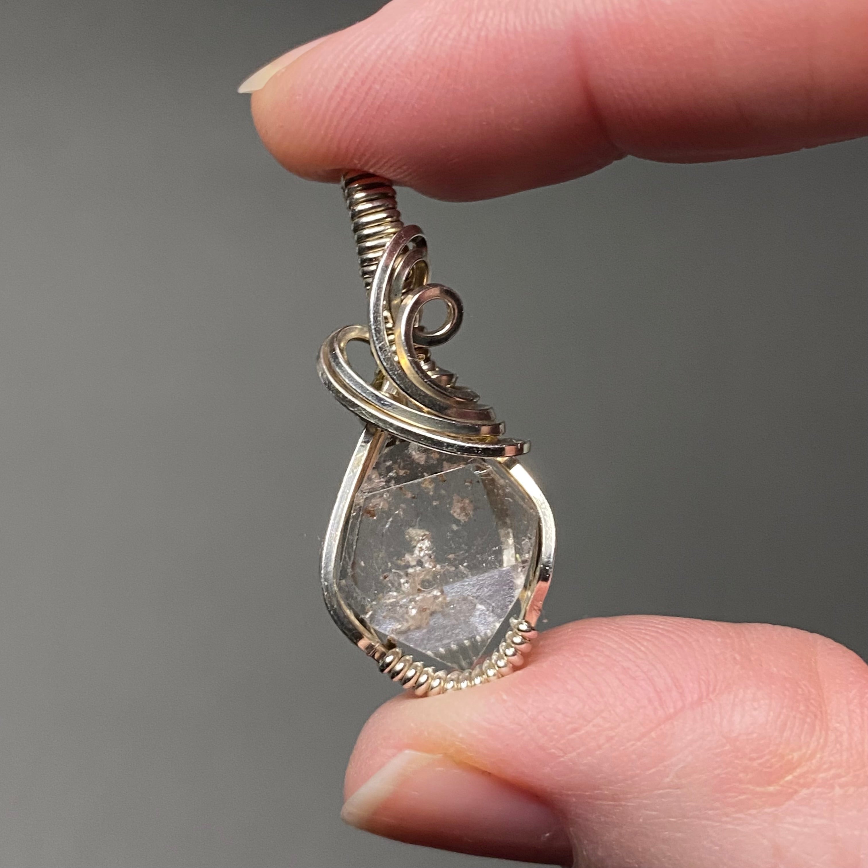 Raw Topaz Crystal & Sterling Silver Wire Wrapped Pendant