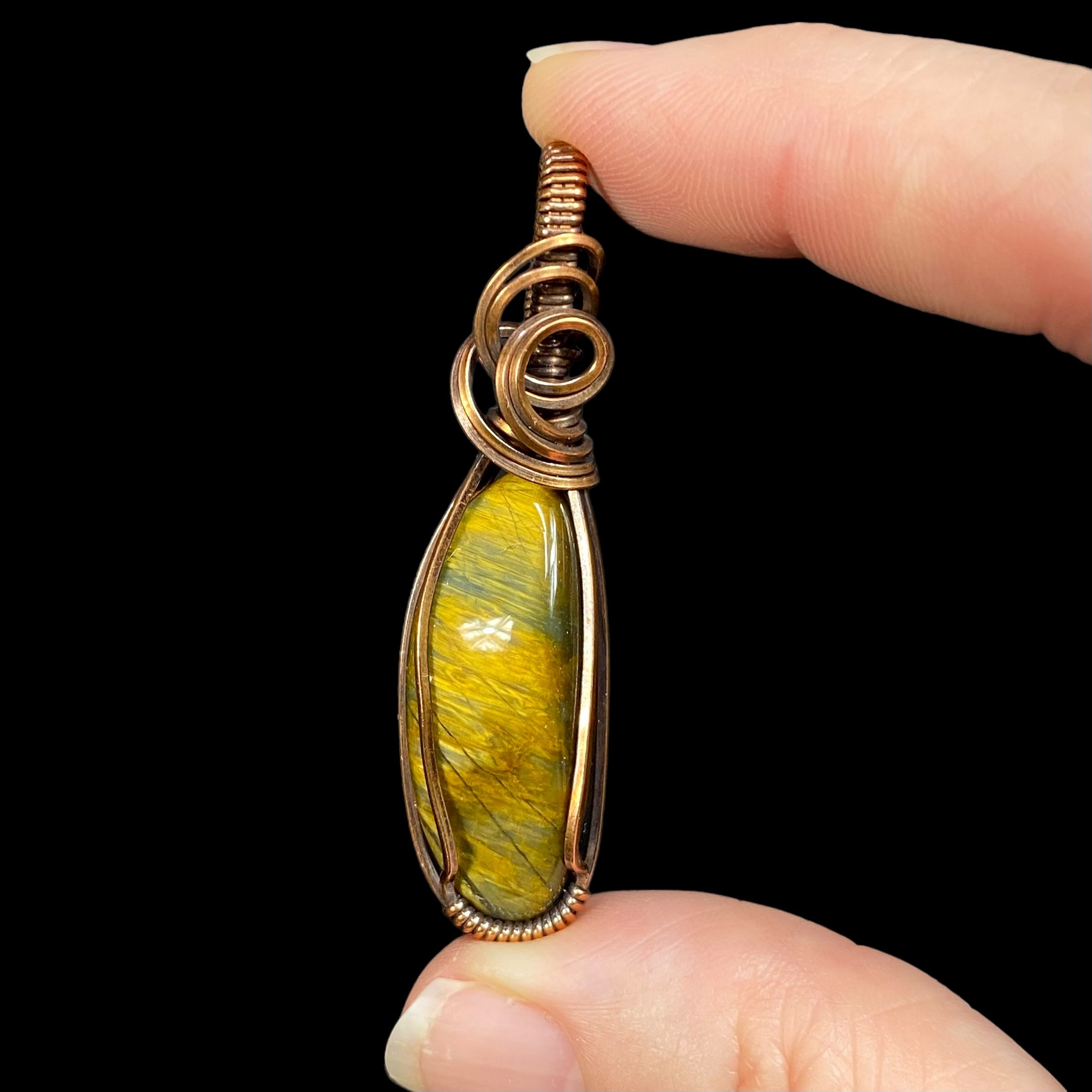 Tiger Eye & Copper Wire Wrapped Pendant