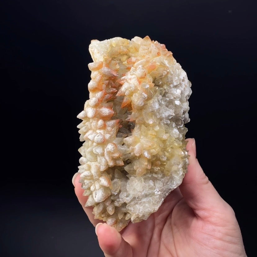 Scalenohedral Dog Tooth Calcite Crystal Cluster with Natural Iridescent Iron Oxide Surface