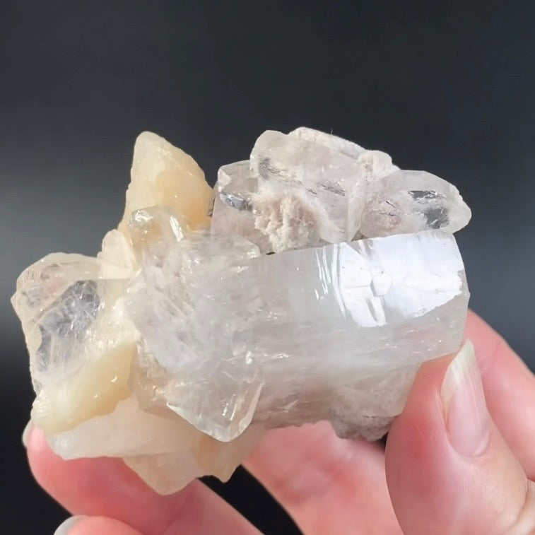 Clear Apophyllite Crystal Cluster with Stilbite