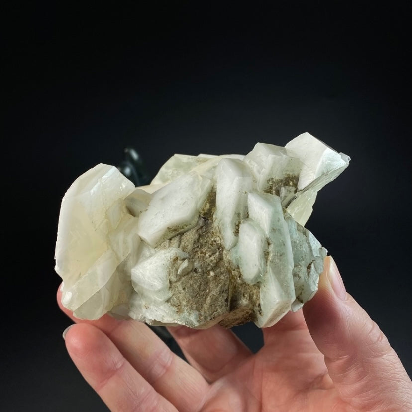 Fluorescent Hexagonal Sandwich Calcite Crystal Cluster