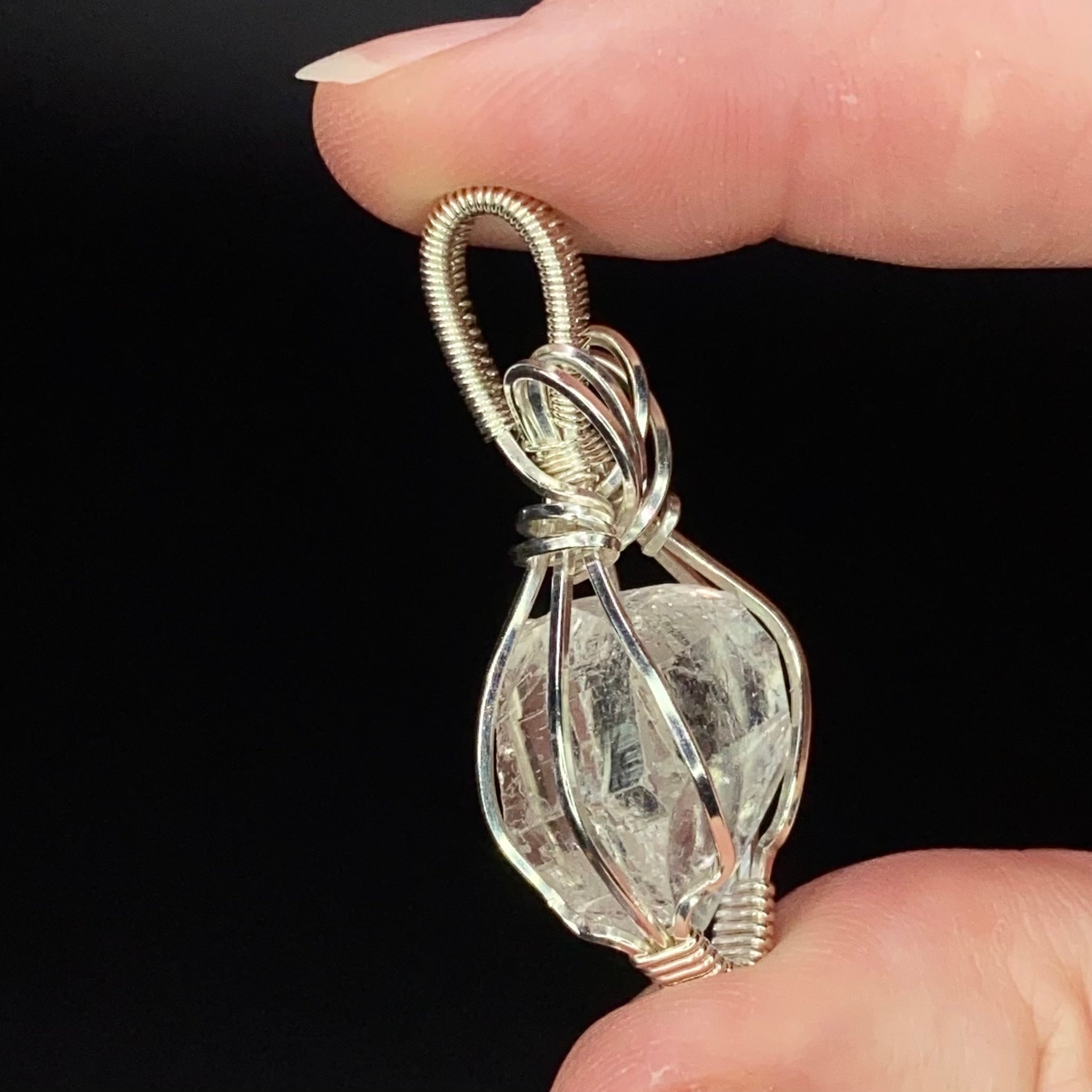 Raw Topaz Crystal & Sterling Silver Wire Wrapped Pendant