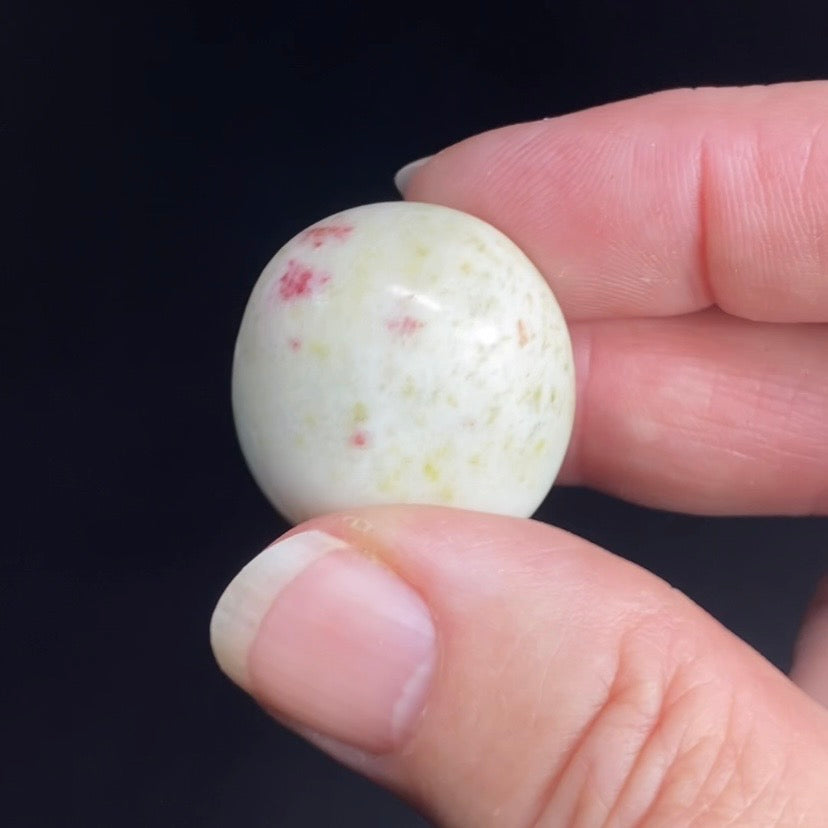 Thulite in Meionite aka Cherry Blossom or Rosalinda Tumbled Stone from Peru - Cinnabrite