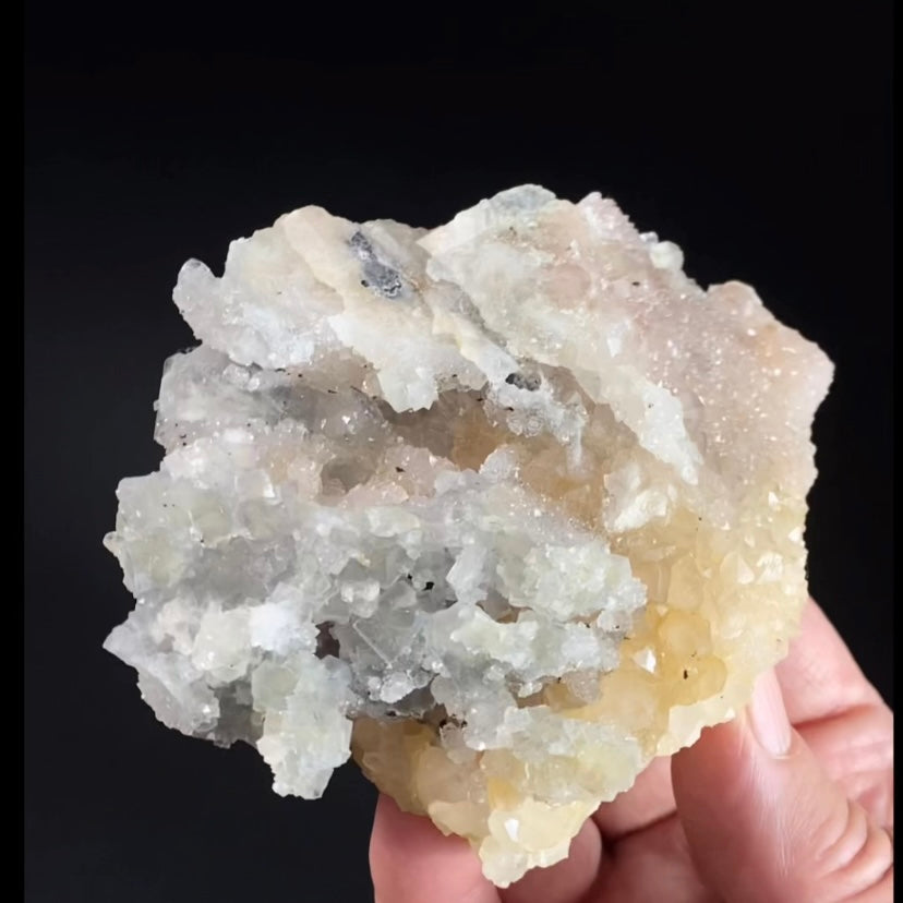 Pale Green Gray Cubic Fluorite Cluster with Amethyst