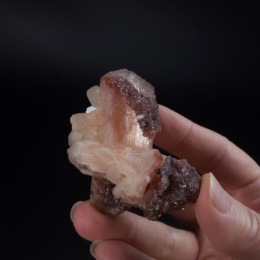 Peach and Red Hematite Stilbite Cluster, Maharashtra, India