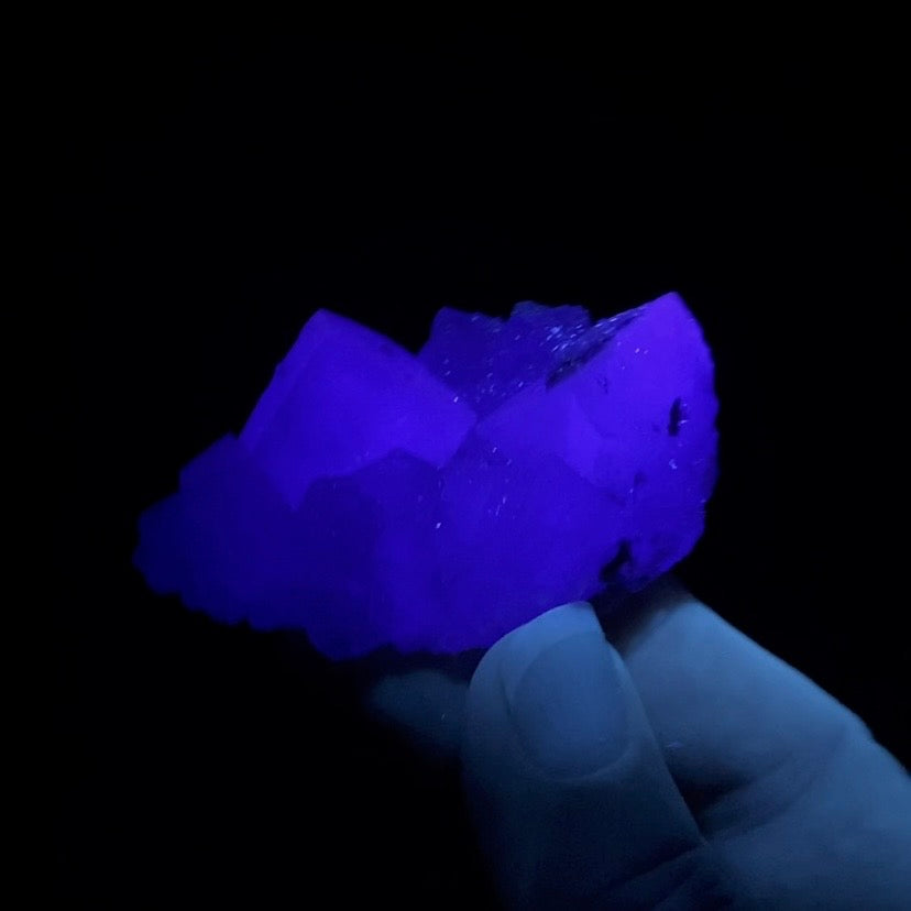 Pale Yellow Green Cubic Fluorite Cluster with Amethyst from El Hammam Mine, Morocco