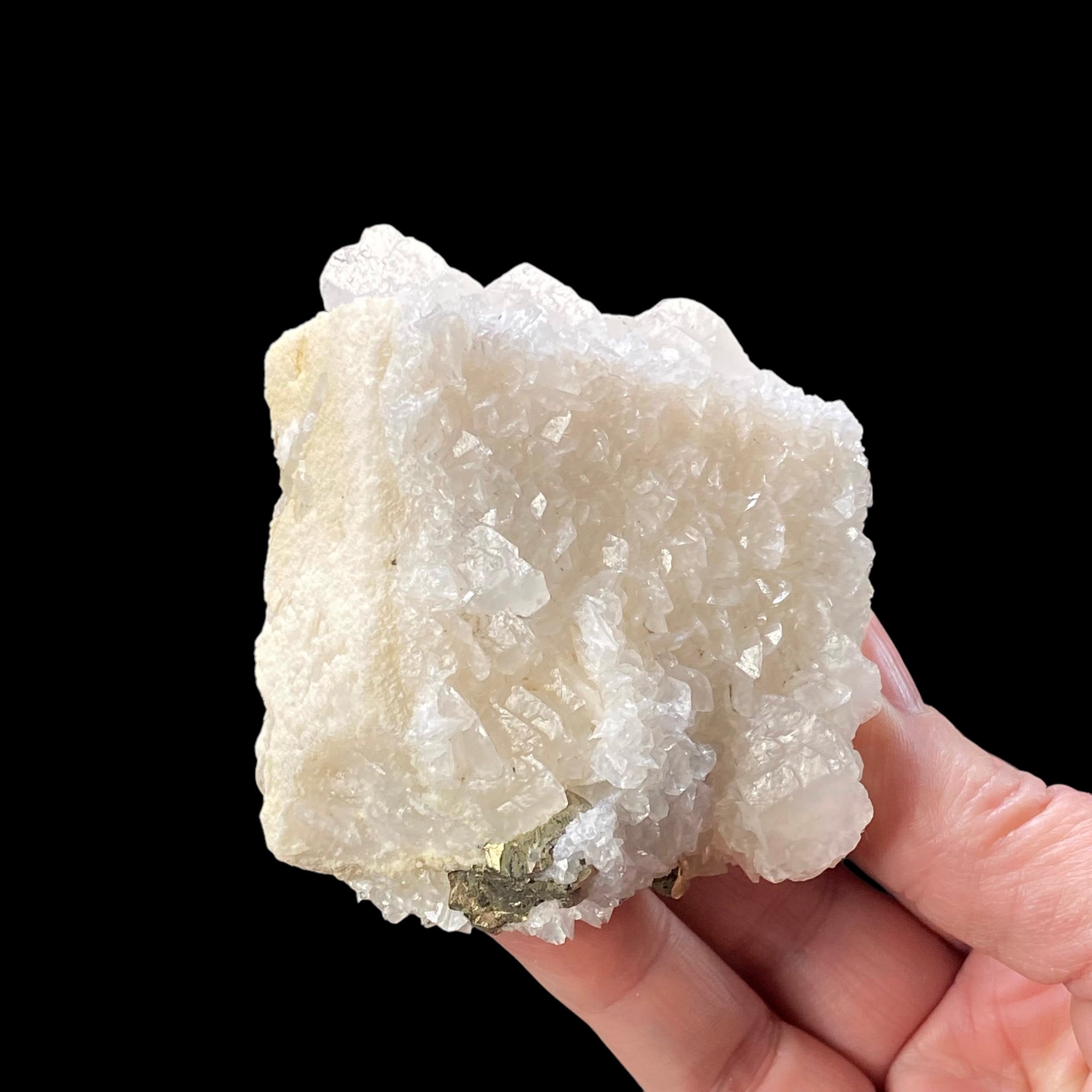 Mangano Calcite Rhombus with Pyrite and Quartz, Trepca Mine Complex, Kosovo