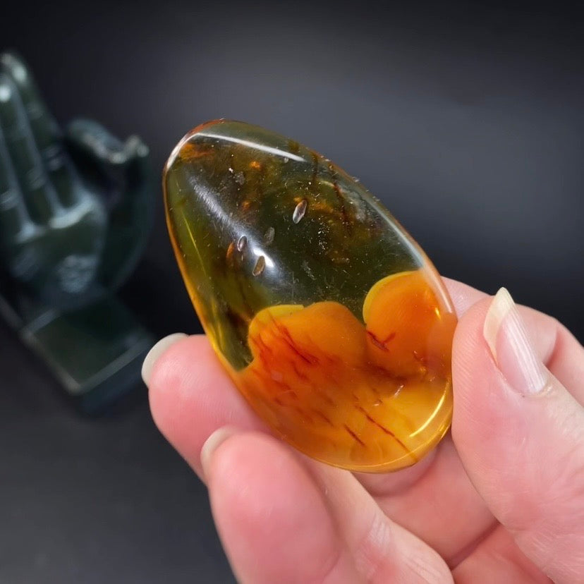 Polished Amber with Inclusions from Cimitarra, Colombia