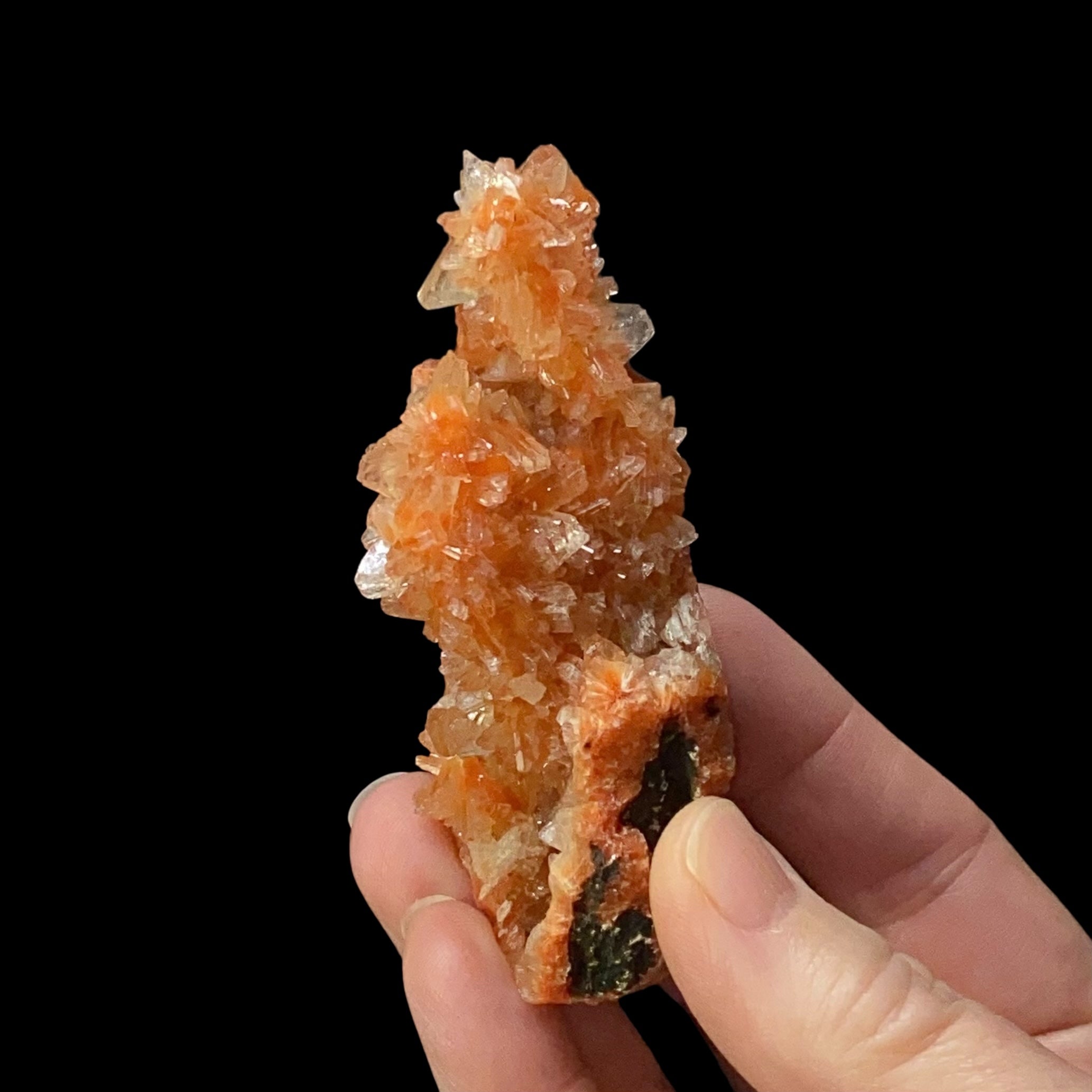 Orange & Clear Heulandite Fan Crystal Cluster