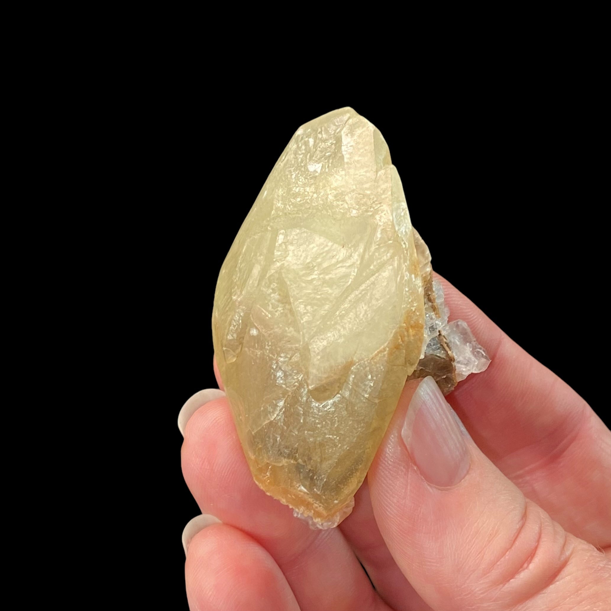 Yellow Calcite Specimen with Gray / Purple Fluorite